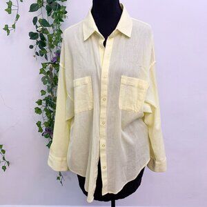 Z Supply Yellow Lalo Button Down‎ Gauzy Shirt Size XS S
